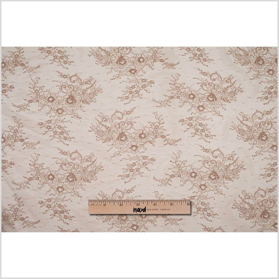 Taupe Floral Lace Fabric - Full