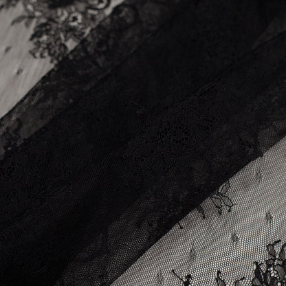 Black Floral Lace Fabric - Detail