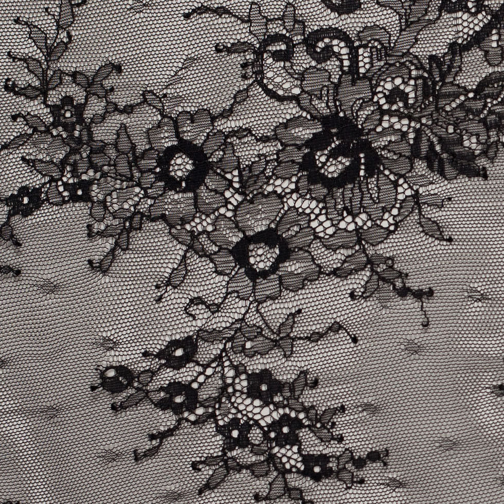 Black Floral Lace Fabric - Full