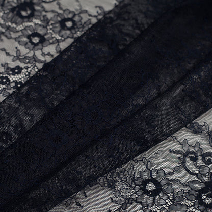 Navy Floral Lace Fabric Detail