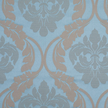 Oil Blue Floral Damask-Pattern Satin Jacquard