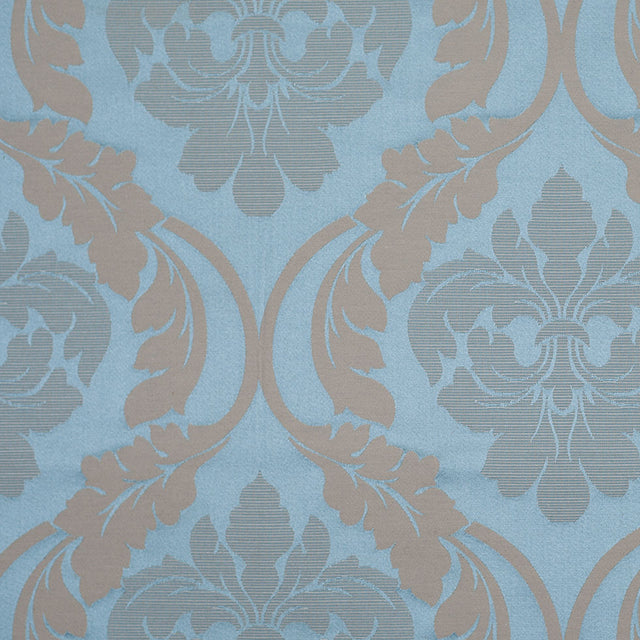 Oil Blue Floral Damask-Pattern Satin Jacquard