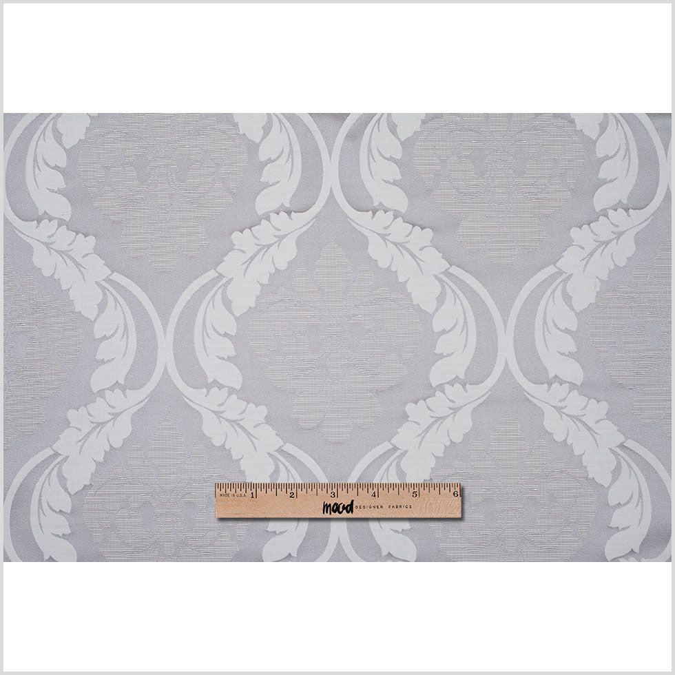 Silver Floral Damask-Pattern Satin Jacquard Full