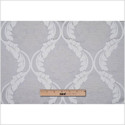 Silver Floral Damask-Pattern Satin Jacquard Full
