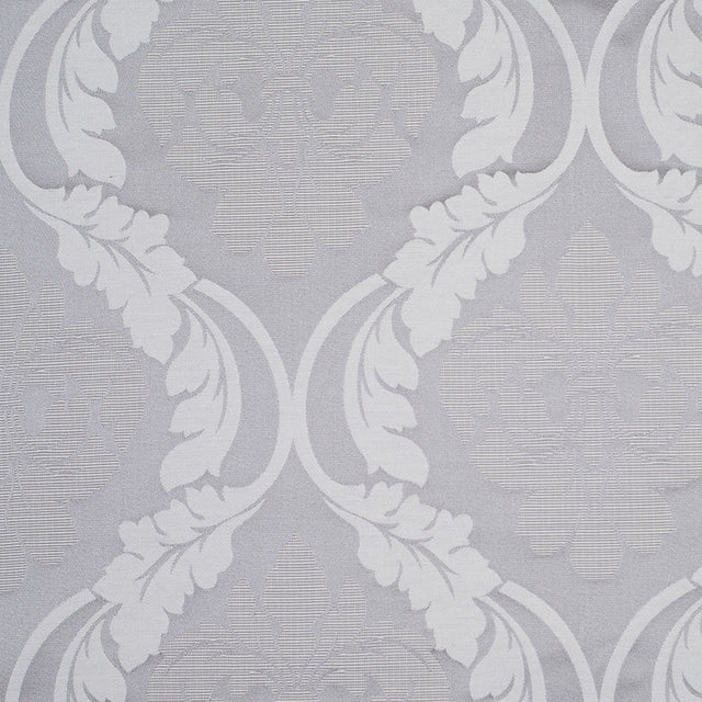 Silver Floral Damask-Pattern Satin Jacquard