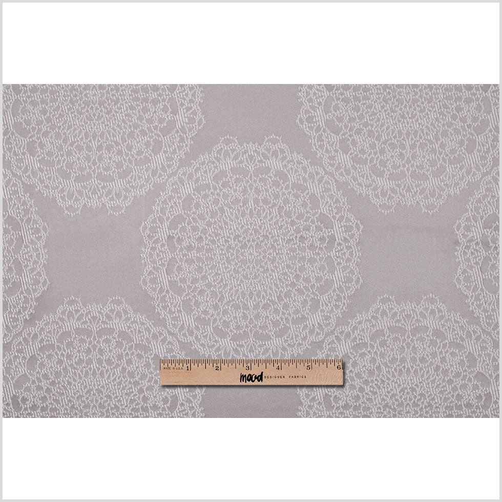 Silver Taupe Doilies Satin Jacquard - Full