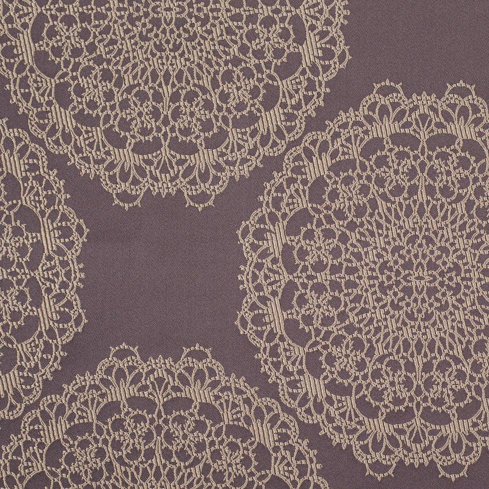 Chocolate and Gold Doilies Satin Jacquard