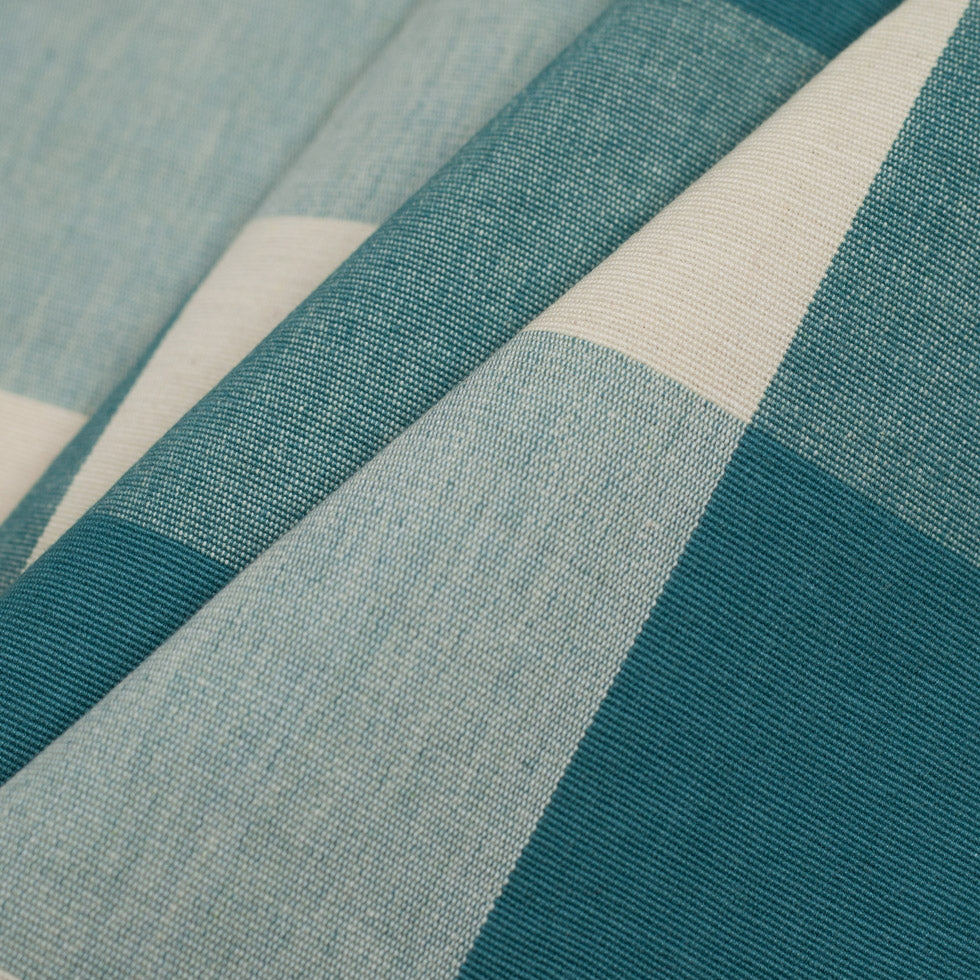 Teal and Cream Buffalo Check Cotton Canvas Folded