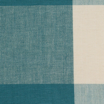 Teal and Cream Buffalo Check Cotton Canvas Detail