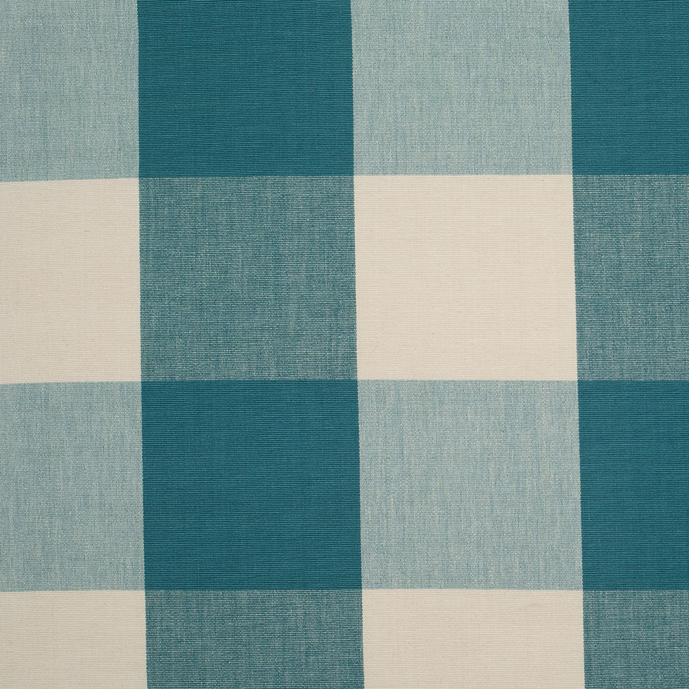 Teal and Cream Buffalo Check Cotton Canvas