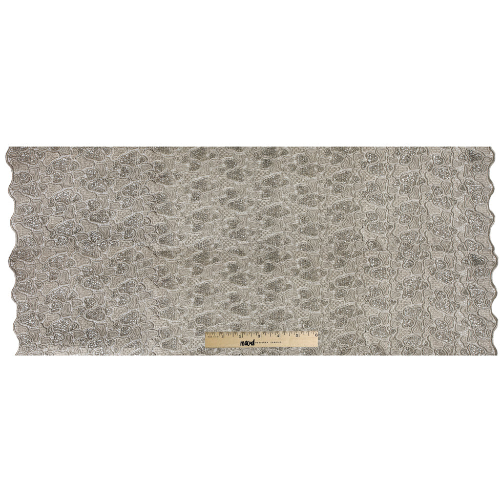 Fancy Beaded Guipure Lace - Dark Silver Full