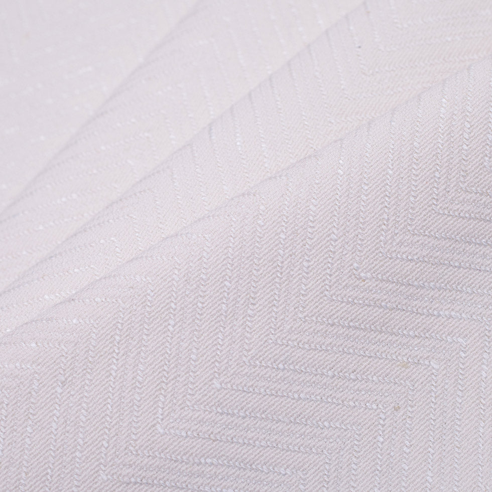 Ivory Wide Herringbone Embroidered Cotton - Folded