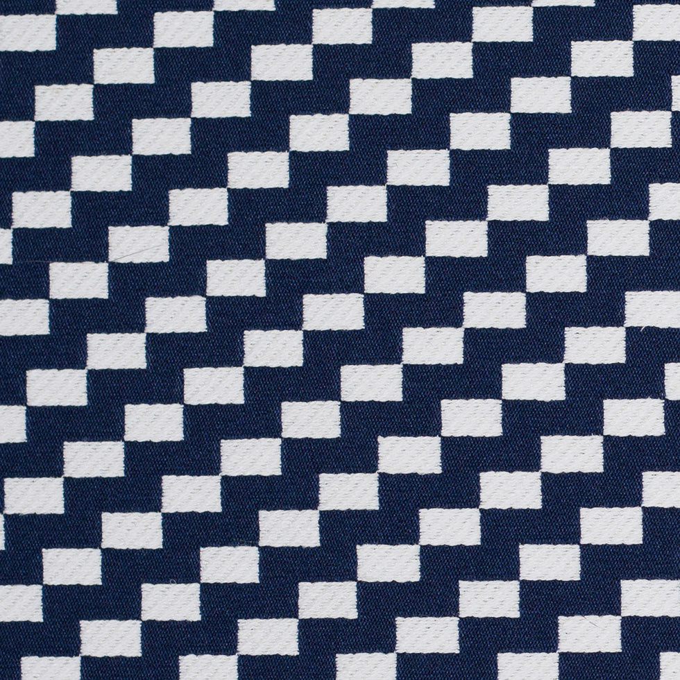 Navy Rectangle Checkerboard Woven Cotton - Detail