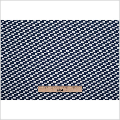 Navy Rectangle Checkerboard Woven Cotton - Full