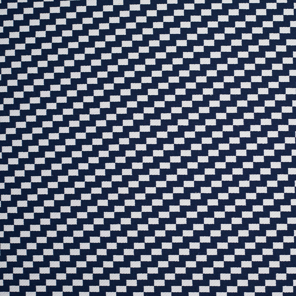 Navy Rectangle Checkerboard Woven Cotton