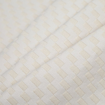 Ecru Rectangle Checkerboard Woven Cotton Folded