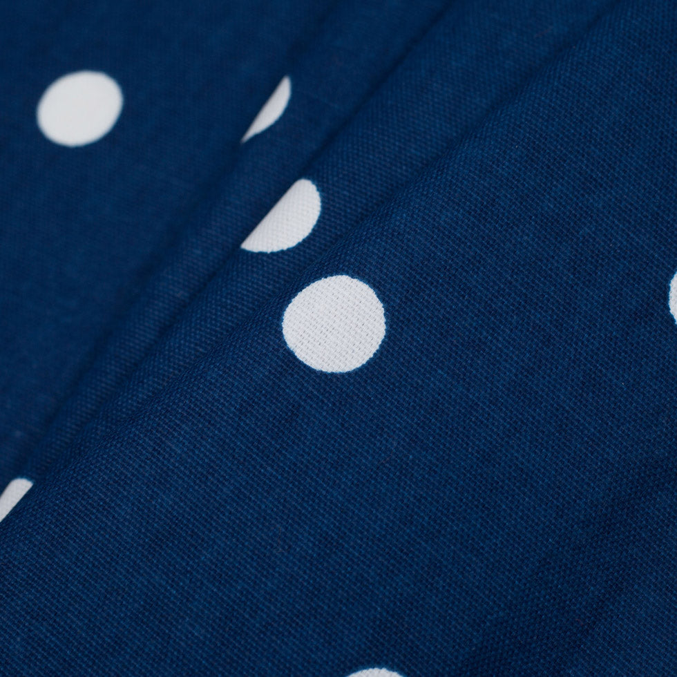 Estate Blue Cotton Canvas Polka Dots - Folded