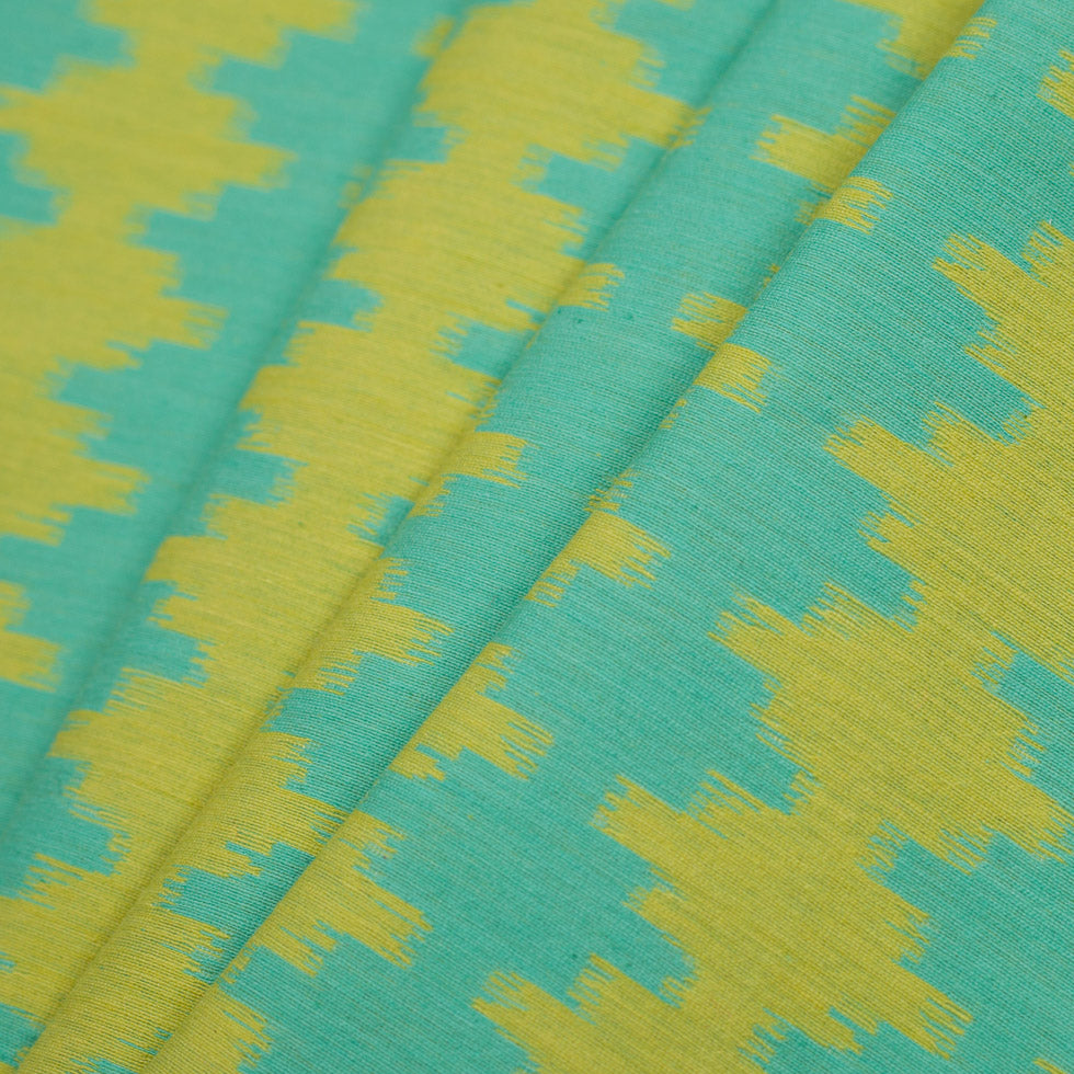 Jade/Lime Ikat-Like Stripes Lightweight Cotton Woven - Folded