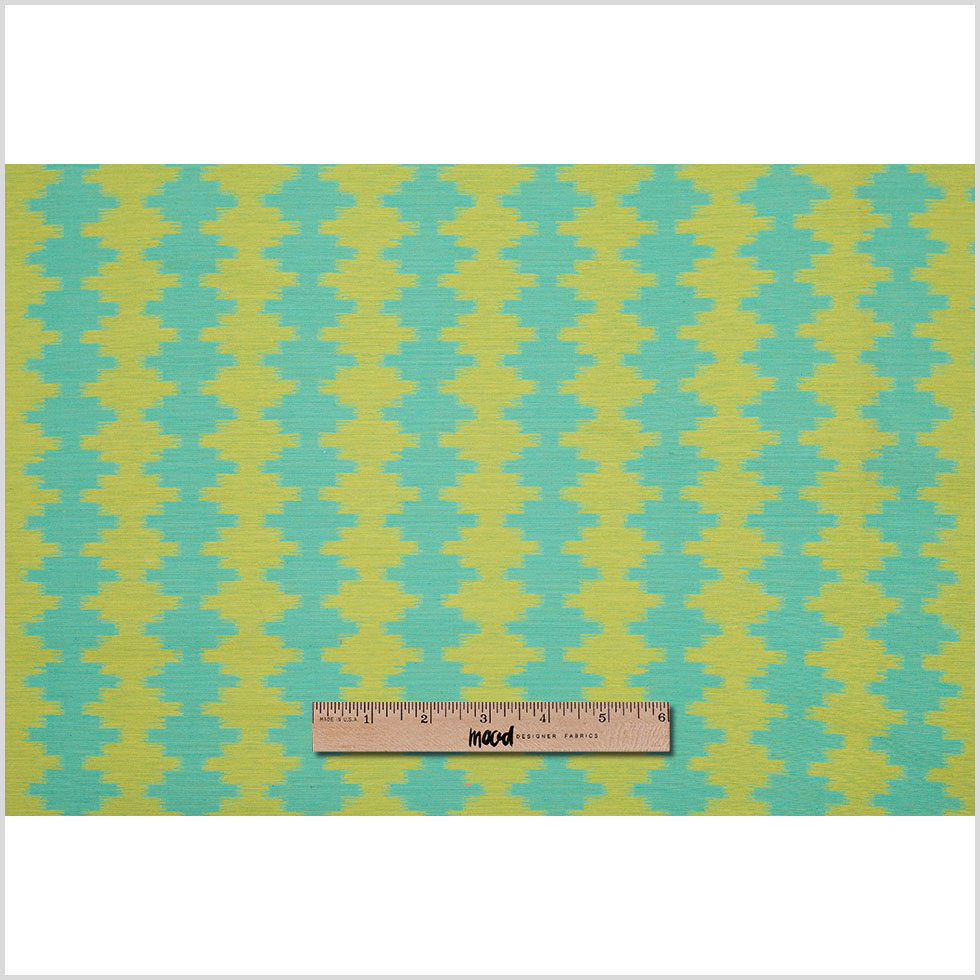 Jade/Lime Ikat-Like Stripes Lightweight Cotton Woven - Full