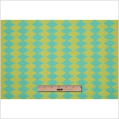 Jade/Lime Ikat-Like Stripes Lightweight Cotton Woven - Full