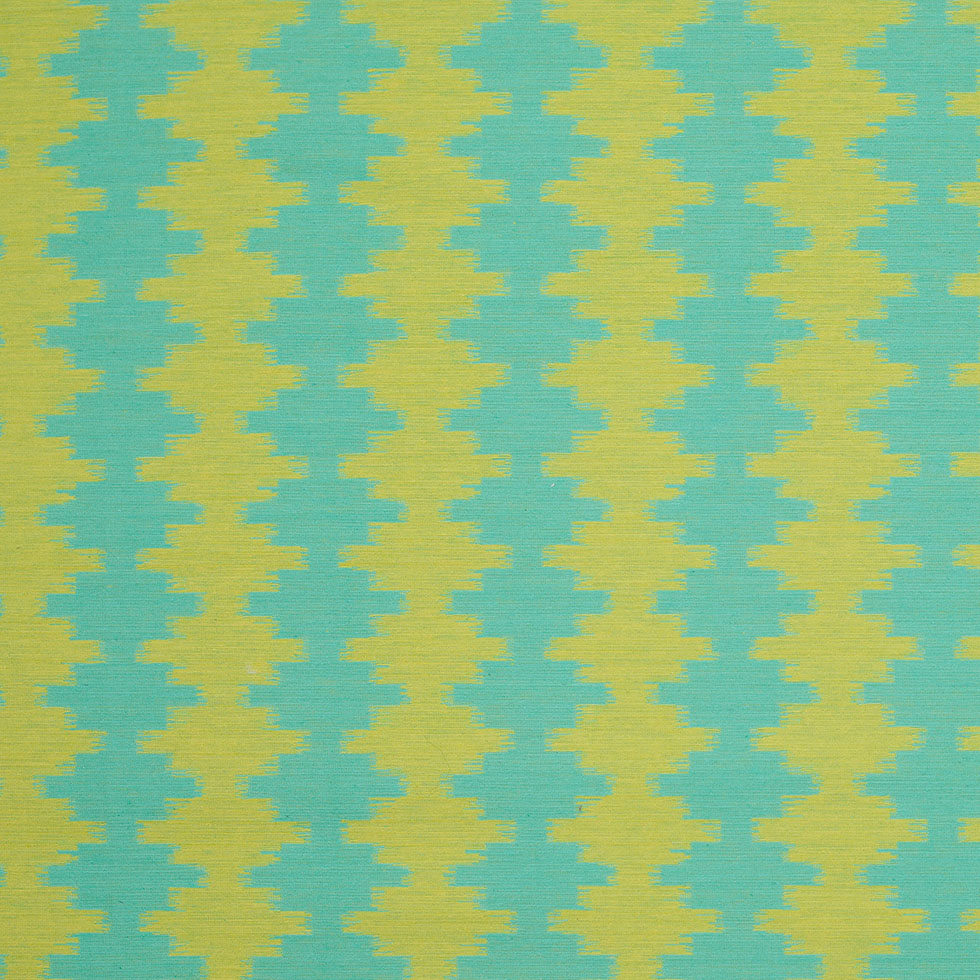 Jade/Lime Ikat-Like Stripes Lightweight Cotton Woven