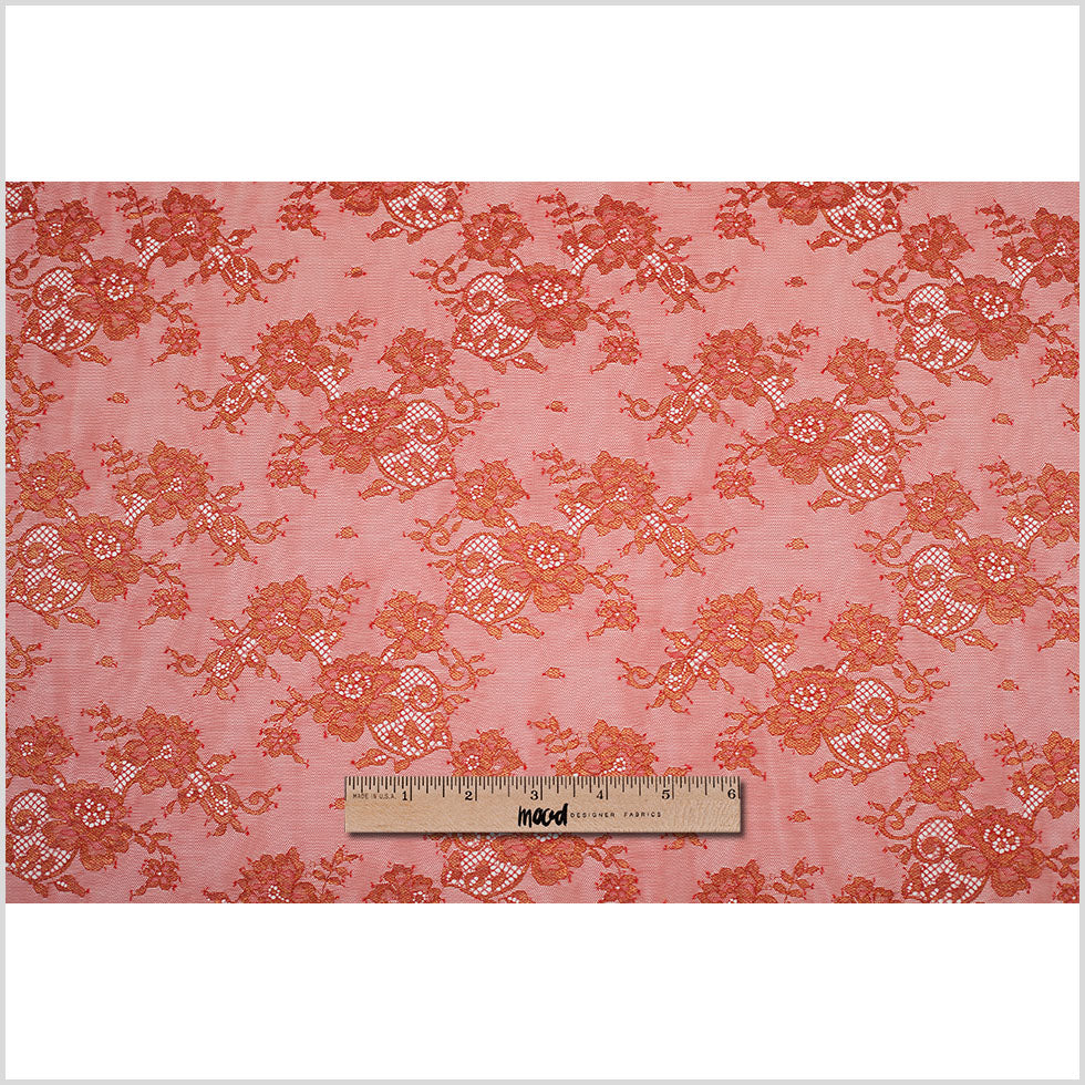 Red and Metallic Gold Floral Lace - Full