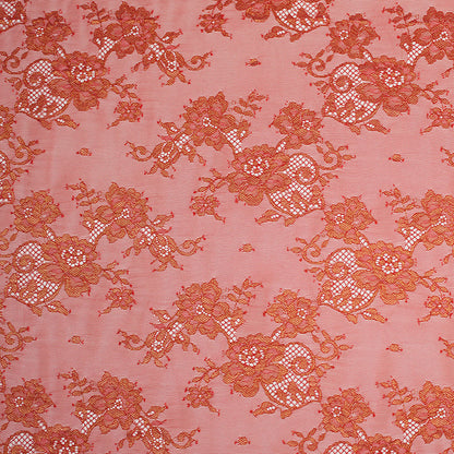 Red and Metallic Gold Floral Lace