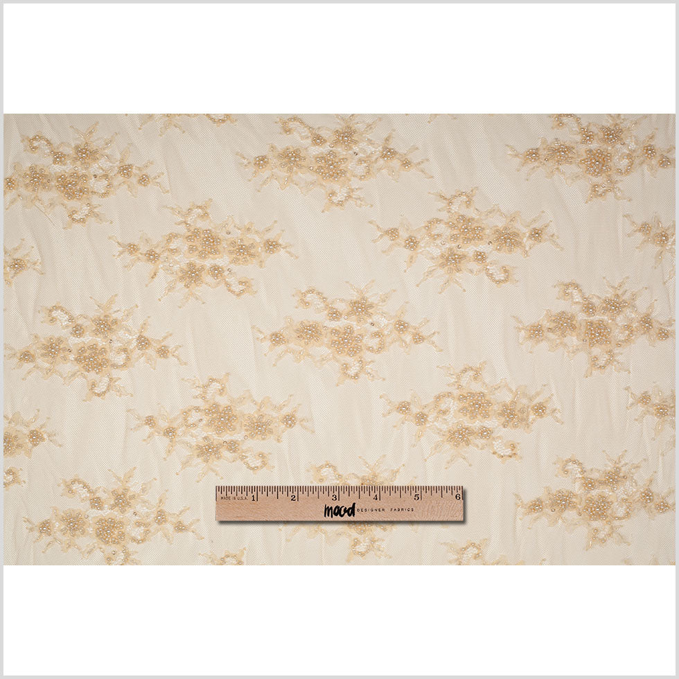 Beaded Lace - Beige Floral Full