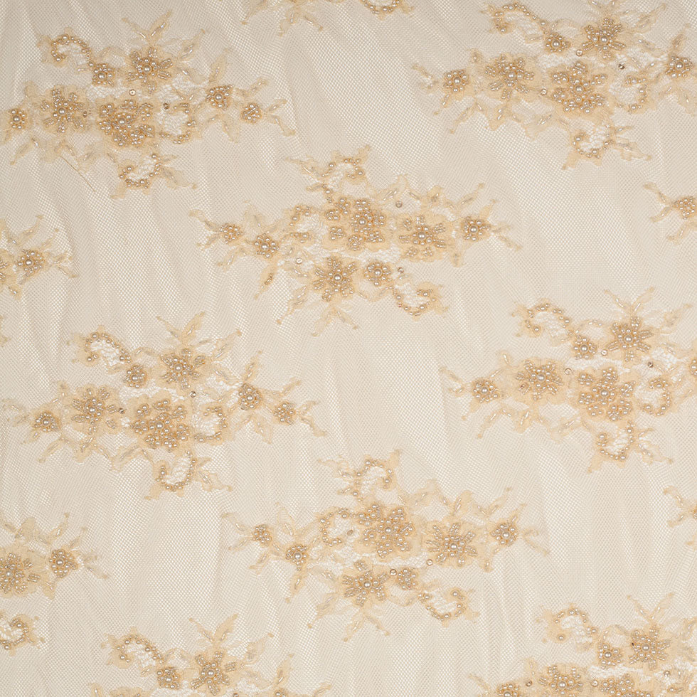 Beaded Lace - Beige Floral