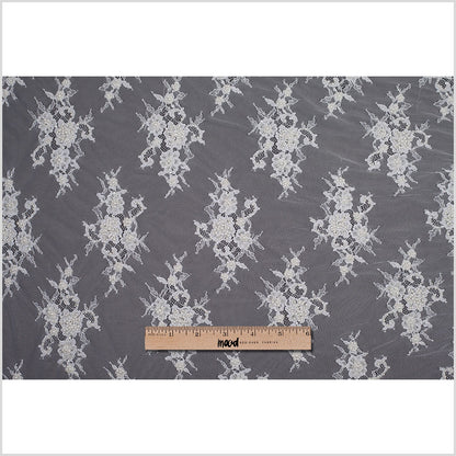 Bright White Floral Beaded Lace - Full