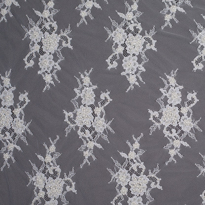 Bright White Floral Beaded Lace