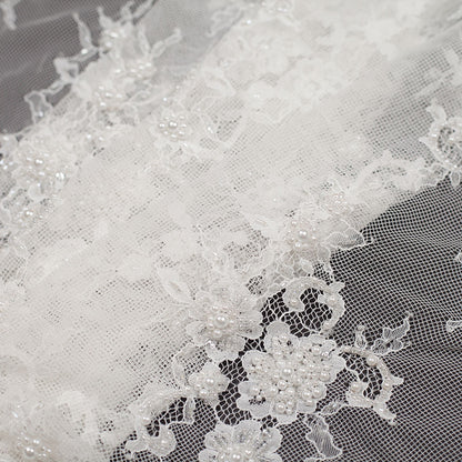 Beaded Lace - Off-White Floral Folded