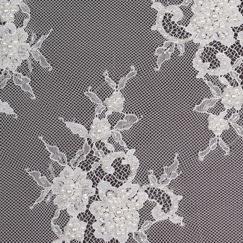 Beaded Lace - Off-White Floral Detail
