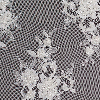 Beaded Lace - Off-White Floral Detail