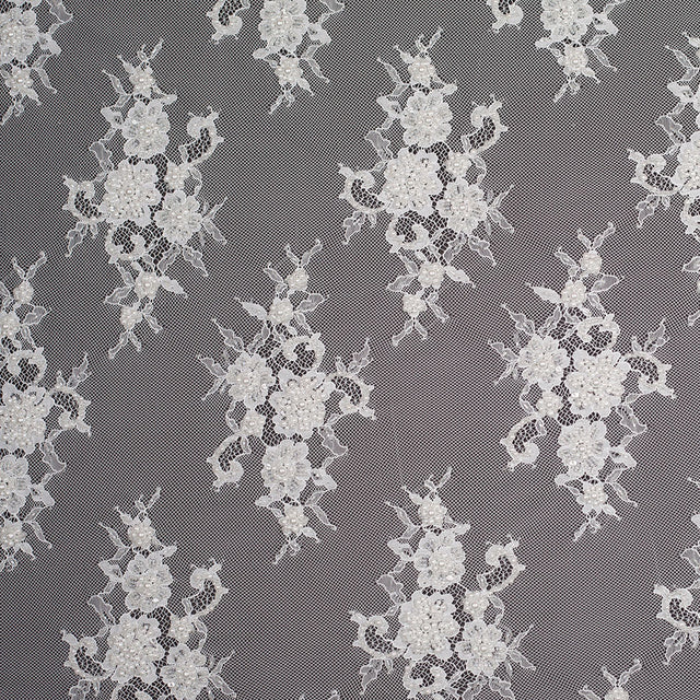 Beaded Lace - Off-White Floral