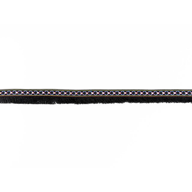 Multicolored and Black Tribal Brushed Fringe Trim - 1.125"