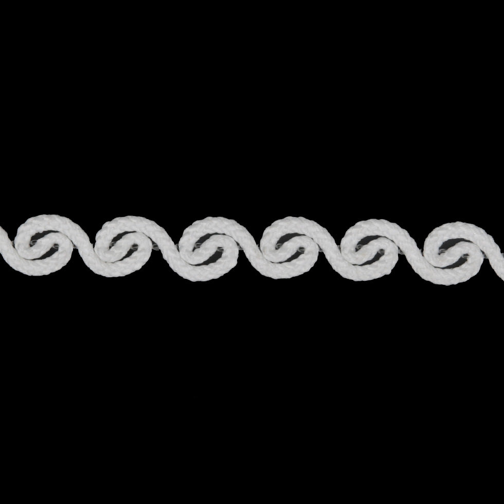 White Swirling Braided Trim - 0.5"