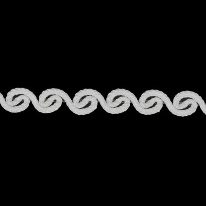 White Swirling Braided Trim - 0.5"
