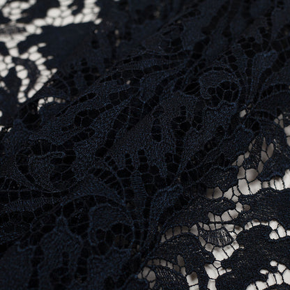 Black Iris Floral Re-embroidered Lace - Folded