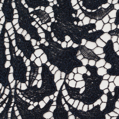 Black Iris Floral Re-embroidered Lace - Detail