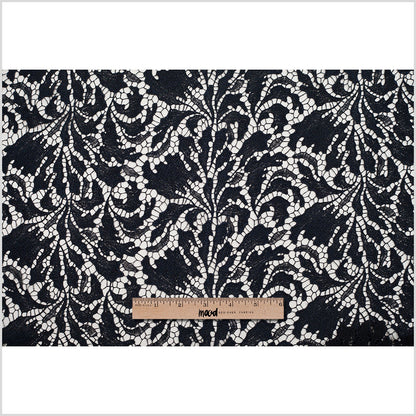 Black Iris Floral Re-embroidered Lace - Full