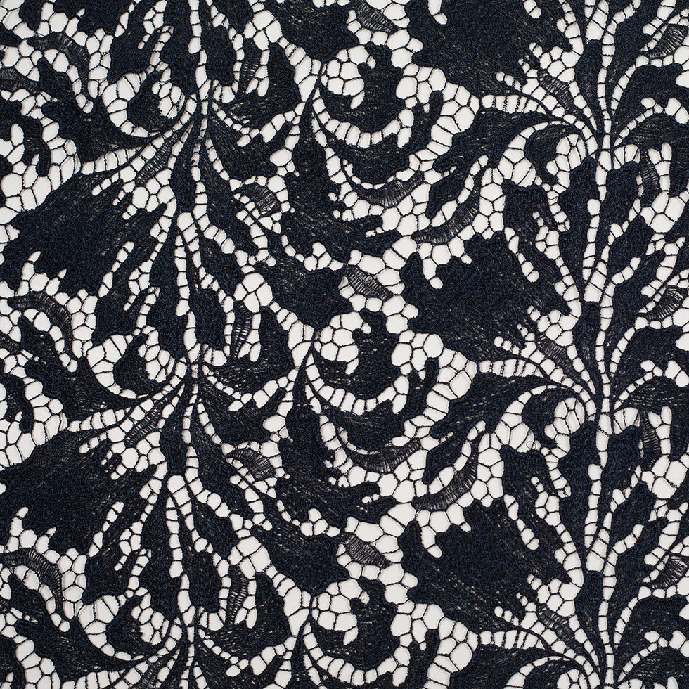 Black Iris Floral Re-embroidered Lace