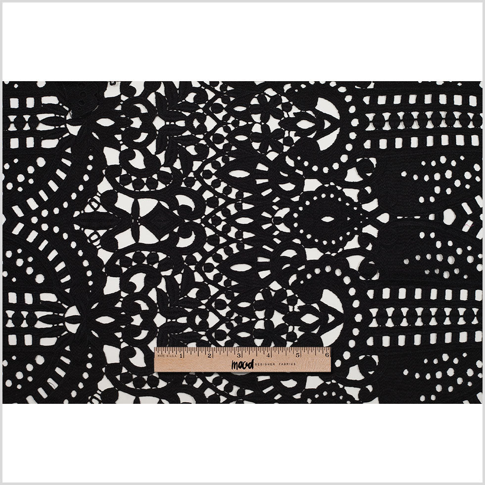 Black Novelty Cotton Guipure Lace Folded