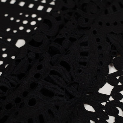 Black Novelty Cotton Guipure Lace Detail