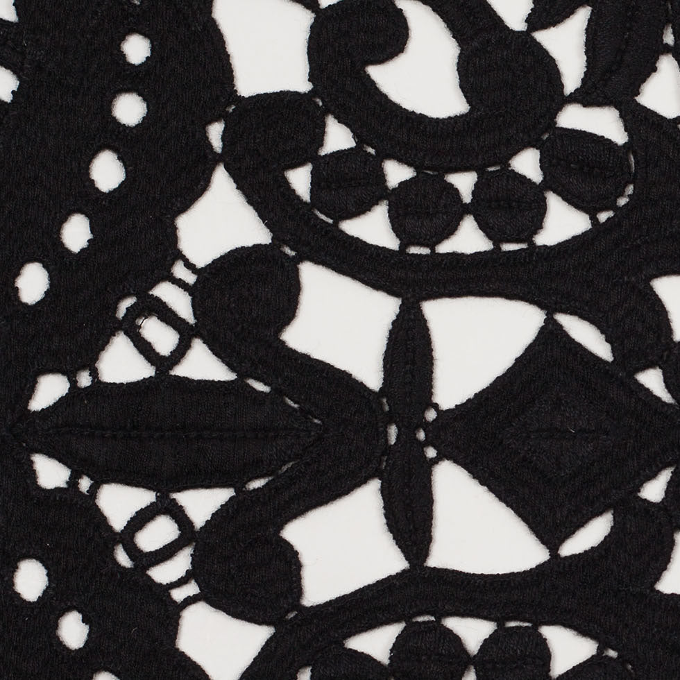 Black Novelty Cotton Guipure Lace Full