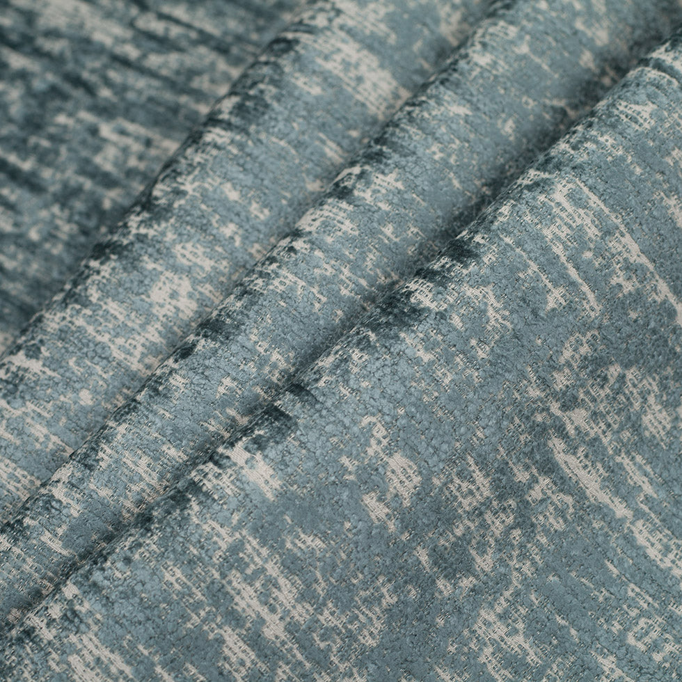 Turkish Cornflower Blue Polyester-Acrylic Flocked Woven - Folded