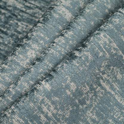 Turkish Cornflower Blue Polyester-Acrylic Flocked Woven - Folded