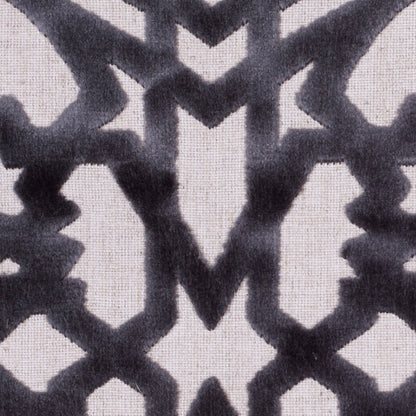 Turkish Gunmetal Geometric Polyester-Acrylic-Flax Flocked Chenille - Detail