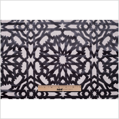 Turkish Gunmetal Geometric Polyester-Acrylic-Flax Flocked Chenille - Full