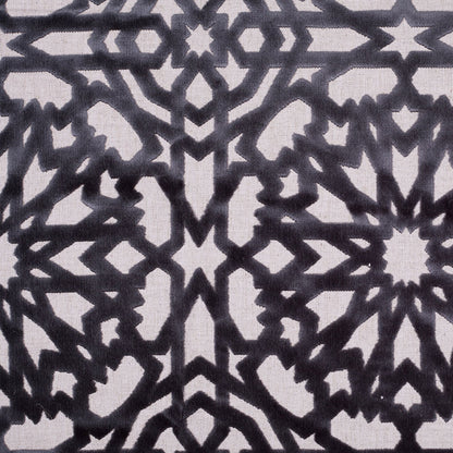 Turkish Gunmetal Geometric Polyester-Acrylic-Flax Flocked Chenille